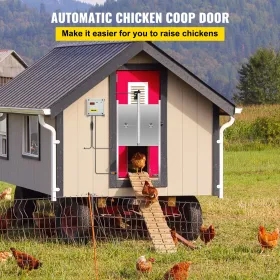 Automatic Chicken Coop Door, Timer and Light Sensor Chicken Door Opener, 12V 66W Chicken Coop Door, Electric Poultry Door