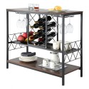 40 Inch Industrial Bar Cabinet, Wine Table for Liquor and Glasses, Sideboard Buffet Cabinet with Glass Holder & Wine Rack,