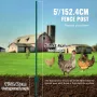 5 Feet Fence Post, 10 Pack U-Channel Heavy Duty Metal Fence Posts, Sturdy Steel Fence Stakes for Garden Yard, Lawn, Farms and Ou