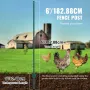 182.9 cm Fence Post 10 Pack Heavy Duty Metal Fence Posts Green