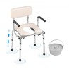 Commode Chair, Bedside Commode with Padded Seat, Drop-Down Arms, 7-Level Adjustable Height, 5.8L Removable Bucket, Easy to