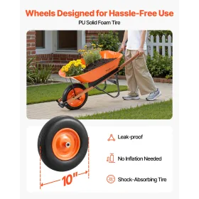 Wheelbarrow Cart One Wheel Garden Dump Cart 330 lbs Yard Utility Cart