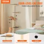 4 Tiers Cat Tree, Cat Wall Furniture Set with 4 Jumping Boards, Wall-Mounted Cat Floating Shelf up to 40 lbs, 12 mm Pine Wood Ca