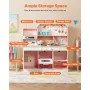 Play Kitchen for Kids, Wooden Toy Kitchen Set with Lights and Sounds, Toddler Kitchen with Ice Maker, Oven, Sink, Microwaves, Fr