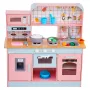 Play Kitchen for Kids, Wooden Toy Kitchen Set with Lights and Sounds, Toddler Kitchen with Ice Maker, Oven, Sink, Microwaves, Fr