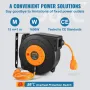 Retractable Extension Cord Reel, 49.21 ft/15 m, 1600W Heavy Duty Retractable Power Cord with 3.28 ft/1 m Lead-in Cord Overheat P