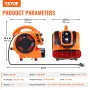 Gulvblæser 1380 o / min 1000 CFM Air Mover med 4 blæsende