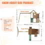 Wooden Swing Set, 9 IN 1 Outdoor Playground Sets for Backyards, 2 Swings, Trapeze Bar, 6 FT Slide, Large Upper Fort with Kitchen