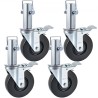 5" Heavy Duty Scaffolding Rubber Swivel Caster With Dual Locking 1.25" Square Stem 440LBS Capacity Per Wheel