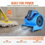 Gulvblæser 1250 o / min 2600 CFM Air Mover med 4 blæservinkler