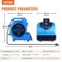 Gulvblæser 1250 o / min 2600 CFM Air Mover med 4 blæservinkler