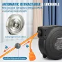 Retractable Extension Cord Reel, 62.33 ft/19 m, 1000W Heavy Duty Retractable Power Cord with 3.28 ft/1 m Lead-in Cord Overheat P