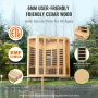 Far Infrared Wooden Sauna, Room Home Sauna Spa for 3 to 4 Person, Low EMF Far Infrared Hemlock Wood Sauna with Tempered Glass Do