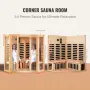 Far Infrared Wooden Sauna, Room Home Sauna Spa for 3 to 4 Person, Low EMF Far Infrared Hemlock Wood Sauna with Tempered Glass Do