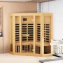 Far Infrared Wooden Sauna, Room Home Sauna Spa for 3 to 4 Person, Low EMF Far Infrared Hemlock Wood Sauna with Tempered Glass Do