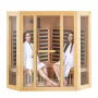 Far Infrared Wooden Sauna, Room Home Sauna Spa for 3 to 4 Person, Low EMF Far Infrared Hemlock Wood Sauna with Tempered Glass Do