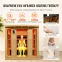 Far Infrared Wooden Sauna, Room Home Sauna Spa for 3 to 4 Person, Low EMF Far Infrared Hemlock Wood Sauna with Tempered Glass Do