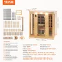 Far Infrared Wooden Sauna, Room Home Sauna Spa for 3 to 4 Person, Low EMF Far Infrared Hemlock Wood Sauna with Tempered Glass Do