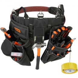 Tool Belt, 32 Pockets, Adjusts from 32 Inches to 54 Inches, Nylon Heavy Duty Tool Pouch Bag, Detachable Tool Bag for