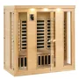 Far Infrared Wooden Sauna, Room Home Sauna Spa for 3 to 4 Person, Low EMF Far Infrared Hemlock Wood Sauna with Tempered Glass Do