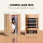 Far Infrared Wooden Sauna Room Home Sauna Spa for 2 Person 1800W