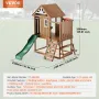 Outdoor Wooden Playhouse, Modern Cedar Playhouse for Age 2-8 Years Kids, Garden Games Cottage, Country Style Cedar Playhouse wit