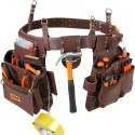 Tool Belt, 22 Pockets, Adjust from 29 Inches to 54 Inches, Premium PU Heavy Duty Tool Pouch Bag, Detachable Tool Bag for