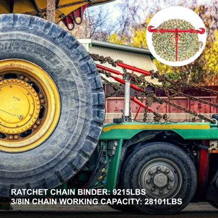Chain and Binder Kit 3/8in-1/2in, Ratchet Load Binders 9215lbs Working Strength, Ratchet Binders and Chains, 3/8in x 10ft Chains
