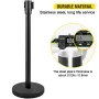 Crowd Control Stanchion, Set of 8 Pieces Stanchion Set, Stanchion Set with 6.6 ft/2 m Black Retractable Belt, Black Crowd Contro