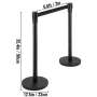 Crowd Control Stanchion, Set of 8 Pieces Stanchion Set, Stanchion Set with 6.6 ft/2 m Black Retractable Belt, Black Crowd Contro
