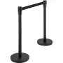 Crowd Control Stanchion, Set of 8 Pieces Stanchion Set, Stanchion Set with 6.6 ft/2 m Black Retractable Belt, Black Crowd Contro