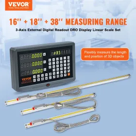 Digital Readout 16'' & 18'' & 38'' Linear Scale 3 Axis DRO Display Kit