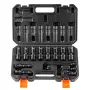 360 Degree Swivel Impact Socket Set, 3/8" Socket Set 14PCS Deep Universal Metric 10-19mm, 6 Point Cr-Mo Alloy Steel for Auto Rep