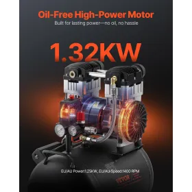 Luftkompressor Kompakt Bærbar Oliefri Kompressor 10 Gallon 90