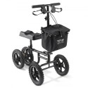Folding Knee Scooter, Carbon Steel Steerable Knee Walker with Height-Adjustable Handlebar & Knee Pad, 12" All-Terrain Wheel,