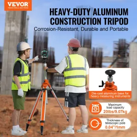 Laser Level Tripod Stand 5/8"-11 Thread 45.07-114.37 in Height Adjustment