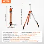 Laser Level Tripod Stand, 5/8"-11 Thread Mount, 45.07-114.37 inch Height Adjustment Heavy Duty Survey Tripod, with Level Bubble 