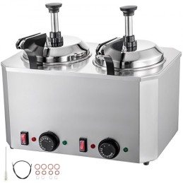 Hot Cheese Pump Fudge Warmer 2 Pumps Stainless Steel Cheese Pump 30-110â„ƒ Nacho Cheese Warmer with Heating Blocks Nacho Cheese