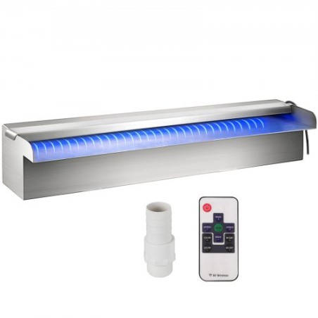 Farverig LED -svømmepool Vandfaldsudslip i rustfrit stål 30x11.5x8 cm