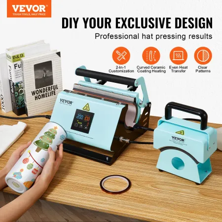 2 in 1 Tumbler and Hat Heat Press Machine, Mini Hat Heat Press for Caps and Hats, Tumbler Heat Press for 11-30oz Sublimation Tum