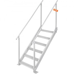 Aluminum Dock Ladder Boat Dock Ladder 43-51in Height Adjustable 6 Steps