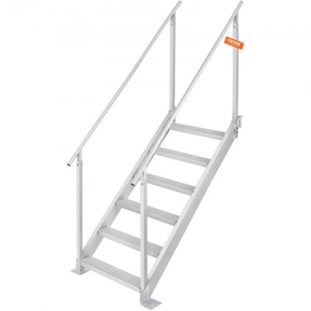 Aluminum Dock Ladder Boat Dock Ladder 43-51in Height Adjustable 6 Steps
