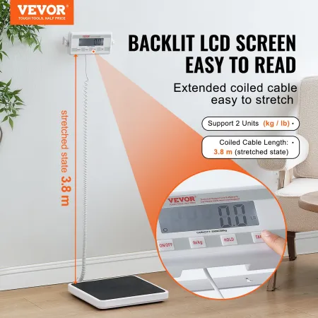 Portable Medical Scale, Professional Digital Physician Scale for Weighing - with Anti-Slip Mat, 2 Units (kg/lb), Hold & Tare Fun