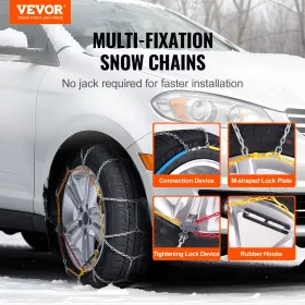 2PCS Snow Chains Manganese Alloy Steel Traction Snow Wheels Chains Silver