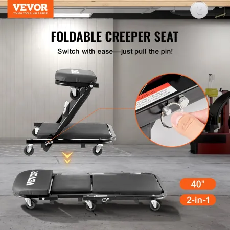 101.6 cm Foldable Z Garage Creeper Mechanic Creeper Stool 204.1 kg Capacity