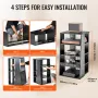 5-Tier AV Media Stand, Wooden Audio-Video Media Stand for DVD Players/Cable Boxes/Games Consoles, Height-Adjustable Media Storag