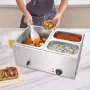 Commercial Food Warmer, 3-Pan Electric Steam Table, 1200W Professional Countertop Stainless Steel Buffet Bain Marie with 30-85°C