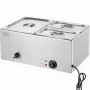 Commercial Food Warmer, 3-Pan Electric Steam Table, 1200W Professional Countertop Stainless Steel Buffet Bain Marie with 30-85°C