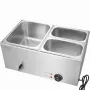 Commercial Food Warmer, 3-Pan Electric Steam Table, 1200W Professional Countertop Stainless Steel Buffet Bain Marie with 30-85°C
