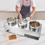 Electric Soup Warmer, Three 7.4QT Stainless Steel Round Pot, 1200W Commercial Food Warmer, 86~185°F Adjustable Temp, Bain Marie 